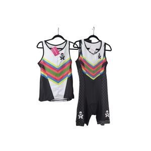 Lot (2): Betty Designs Rainbow PADDED Cycle Bib Short & Jersey 2XL